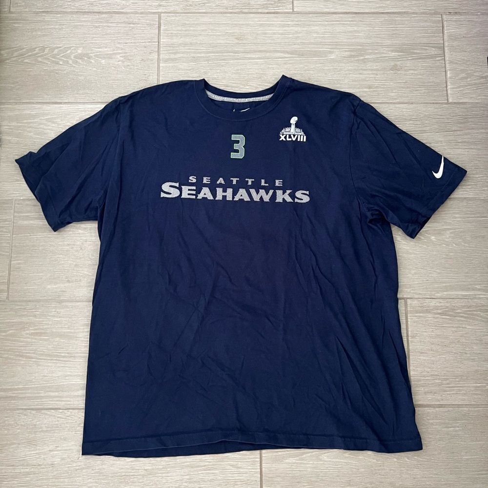 Nike 2013 Super Bowl XLVIII Seattle Seahawks Wilson 3 Jersey Shirt 2XL